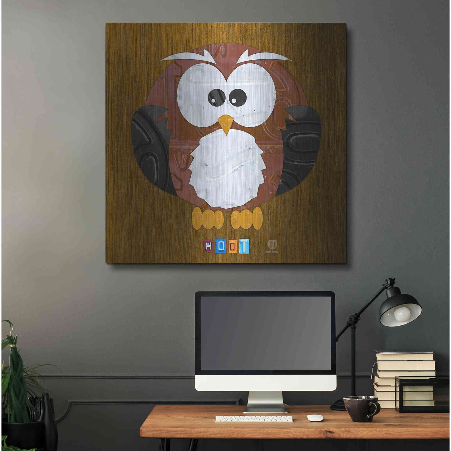 Luxe Metal Art 'Hoot The Owl' by Design Turnpike, Metal Wall Art,36x36