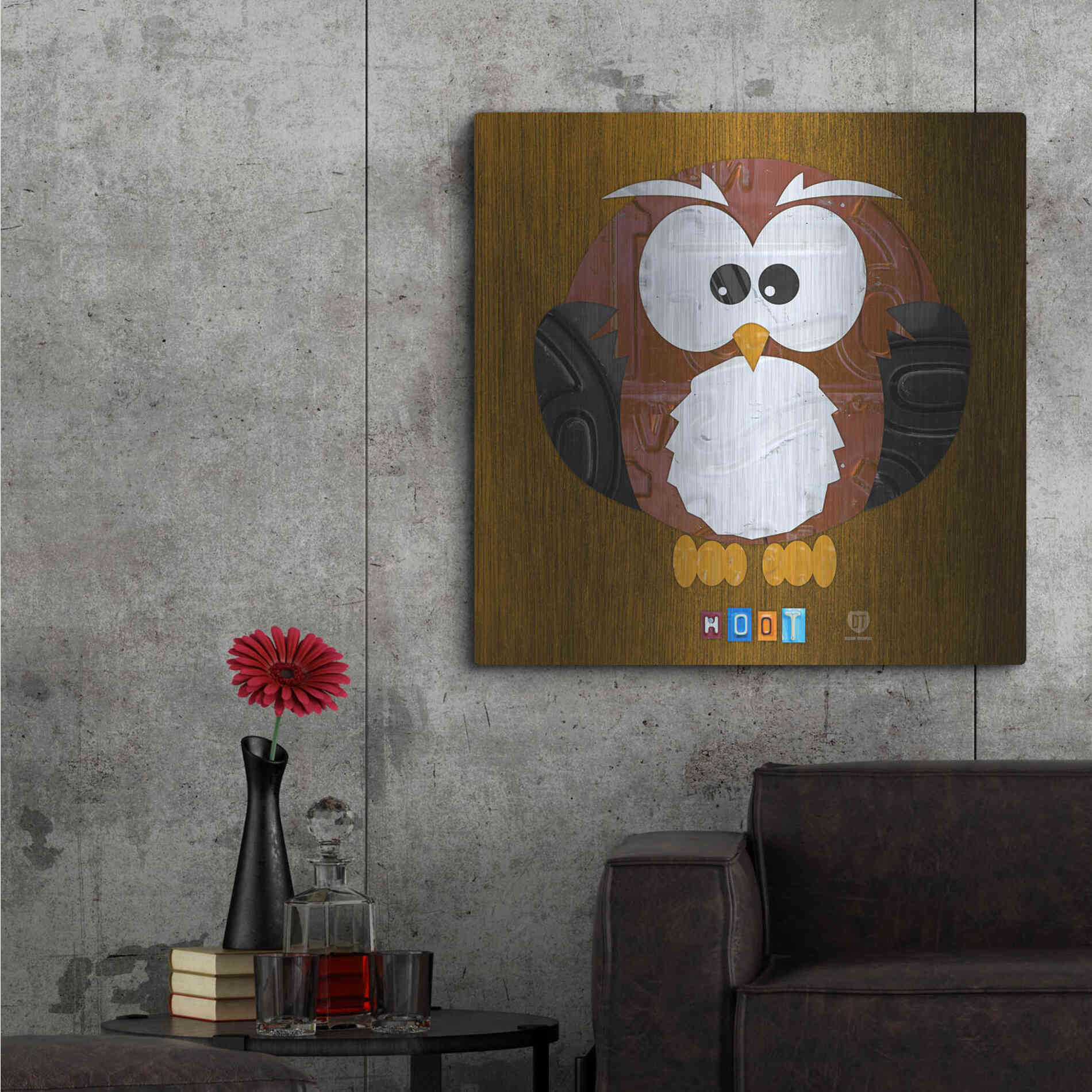 Luxe Metal Art 'Hoot The Owl' by Design Turnpike, Metal Wall Art,36x36