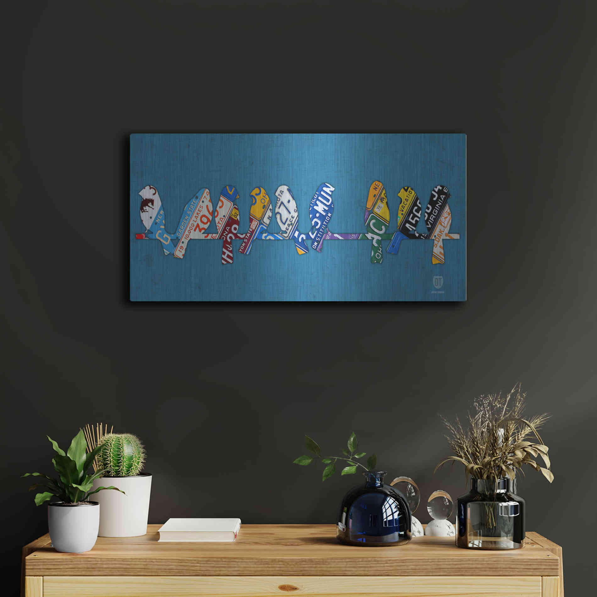 Luxe Metal Art 'Birds On A Wire' by Design Turnpike, Metal Wall Art,24x12