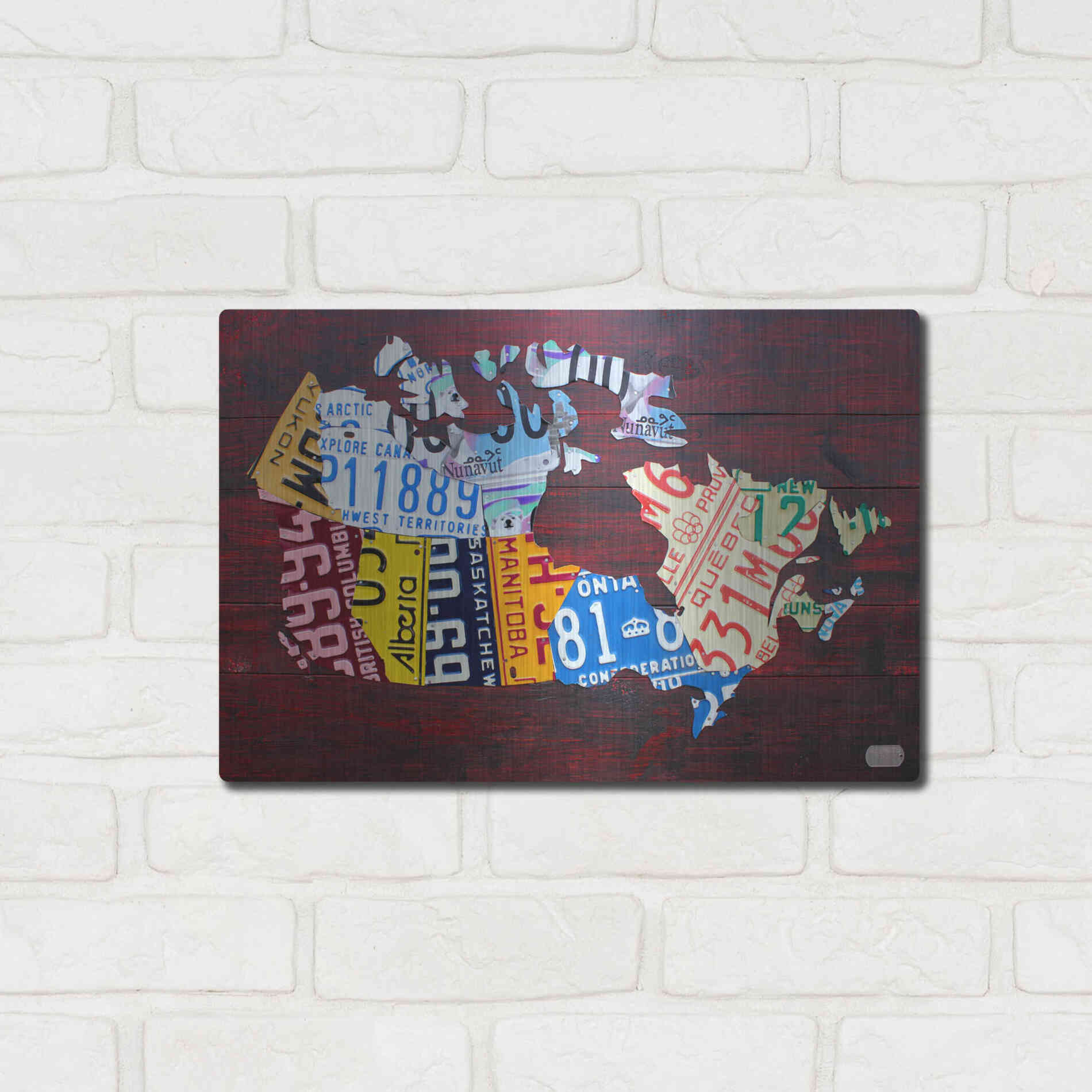 Luxe Metal Art 'Canada License Plate Map' by Design Turnpike, Metal Wall Art,16x12