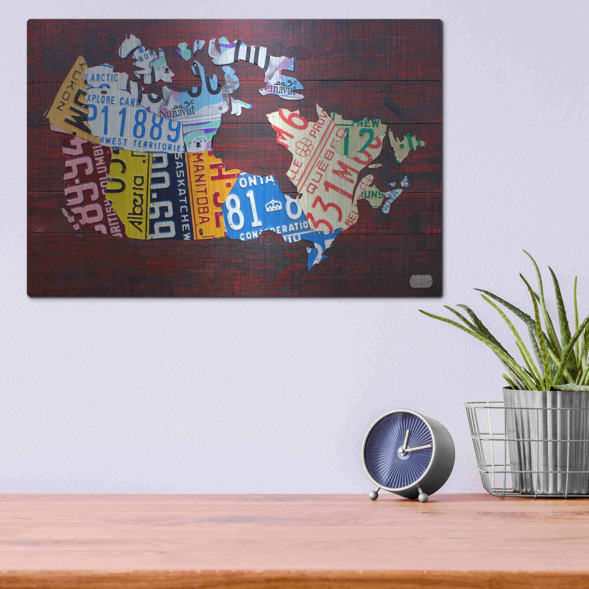 Luxe Metal Art 'Canada License Plate Map' by Design Turnpike, Metal Wall Art,16x12