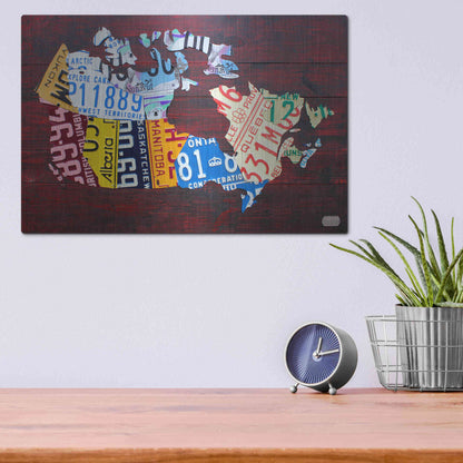 Luxe Metal Art 'Canada License Plate Map' by Design Turnpike, Metal Wall Art,16x12