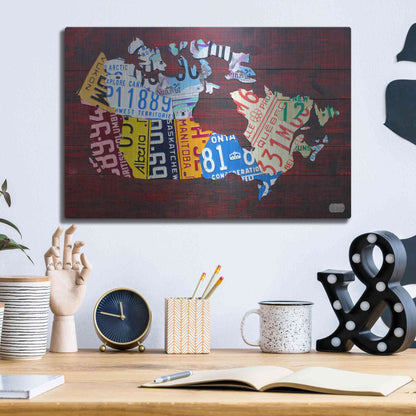 Luxe Metal Art 'Canada License Plate Map' by Design Turnpike, Metal Wall Art,16x12