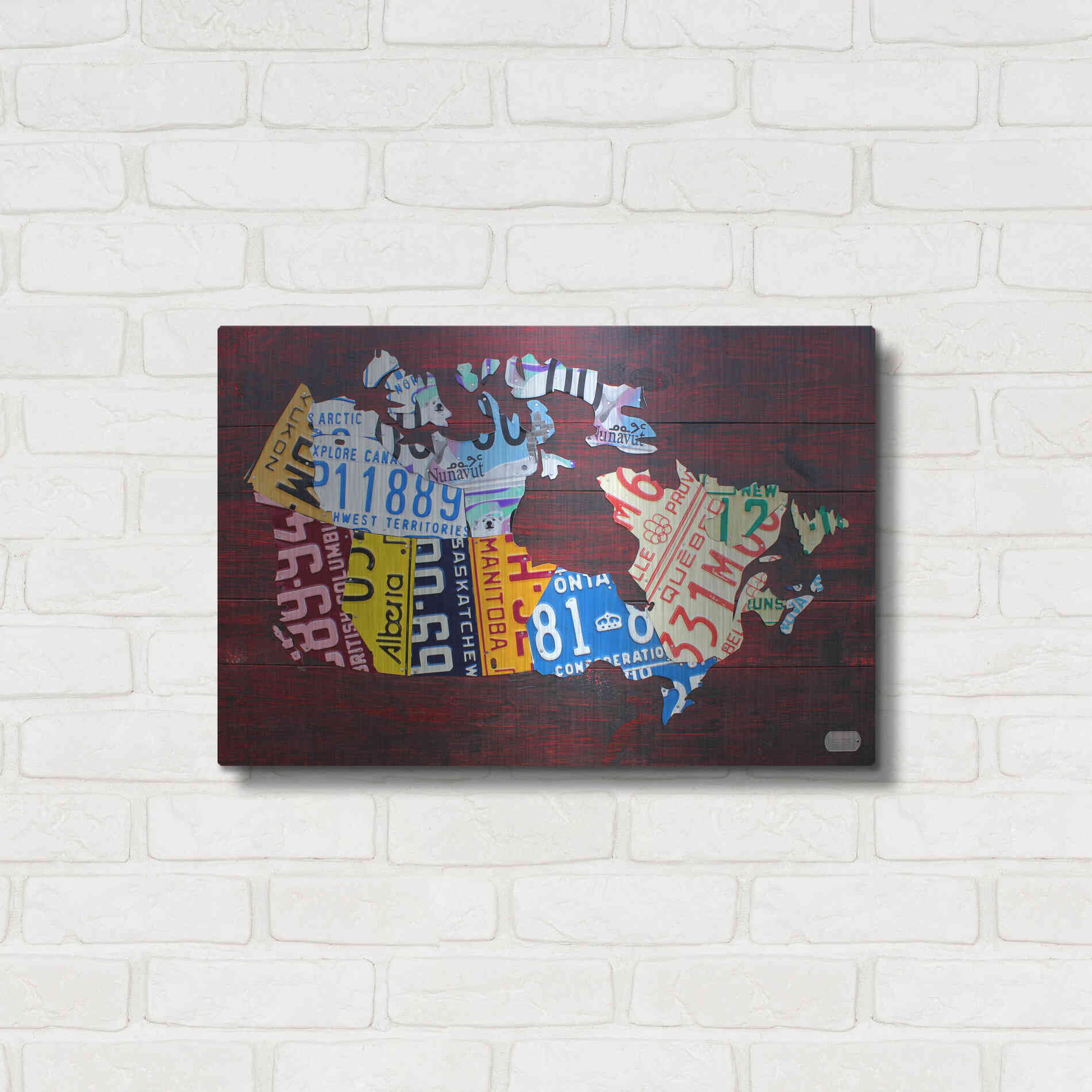 Luxe Metal Art 'Canada License Plate Map' by Design Turnpike, Metal Wall Art,24x16