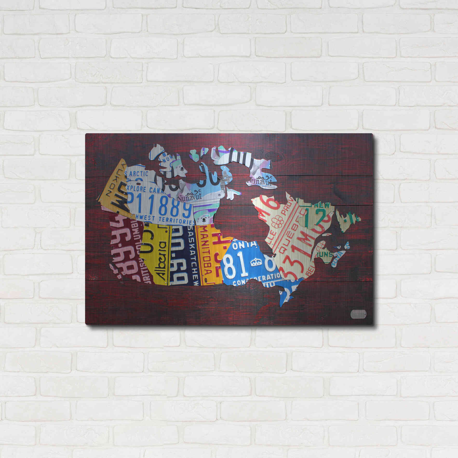 Luxe Metal Art 'Canada License Plate Map' by Design Turnpike, Metal Wall Art,36x24