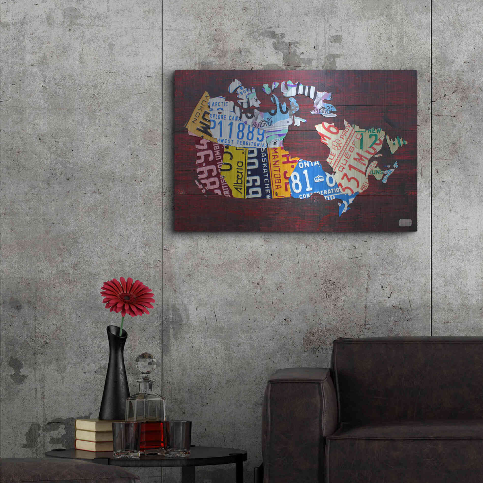 Luxe Metal Art 'Canada License Plate Map' by Design Turnpike, Metal Wall Art,36x24