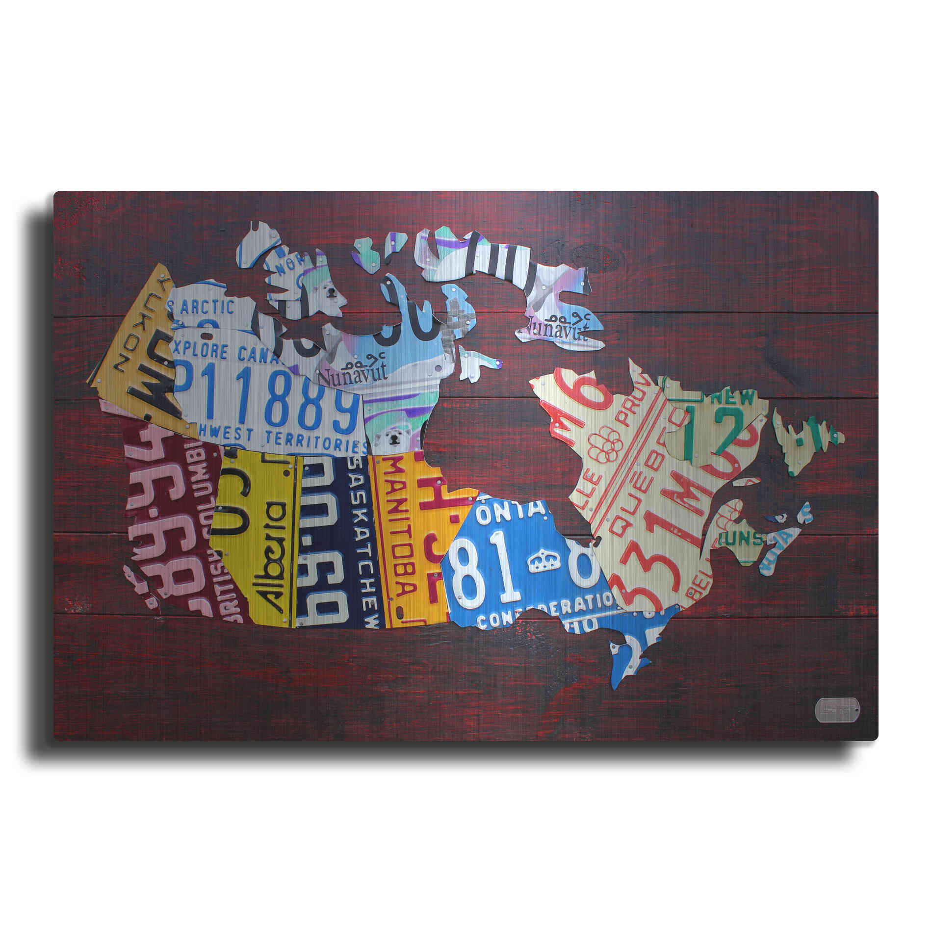 Luxe Metal Art 'Canada License Plate Map' by Design Turnpike, Metal Wall Art