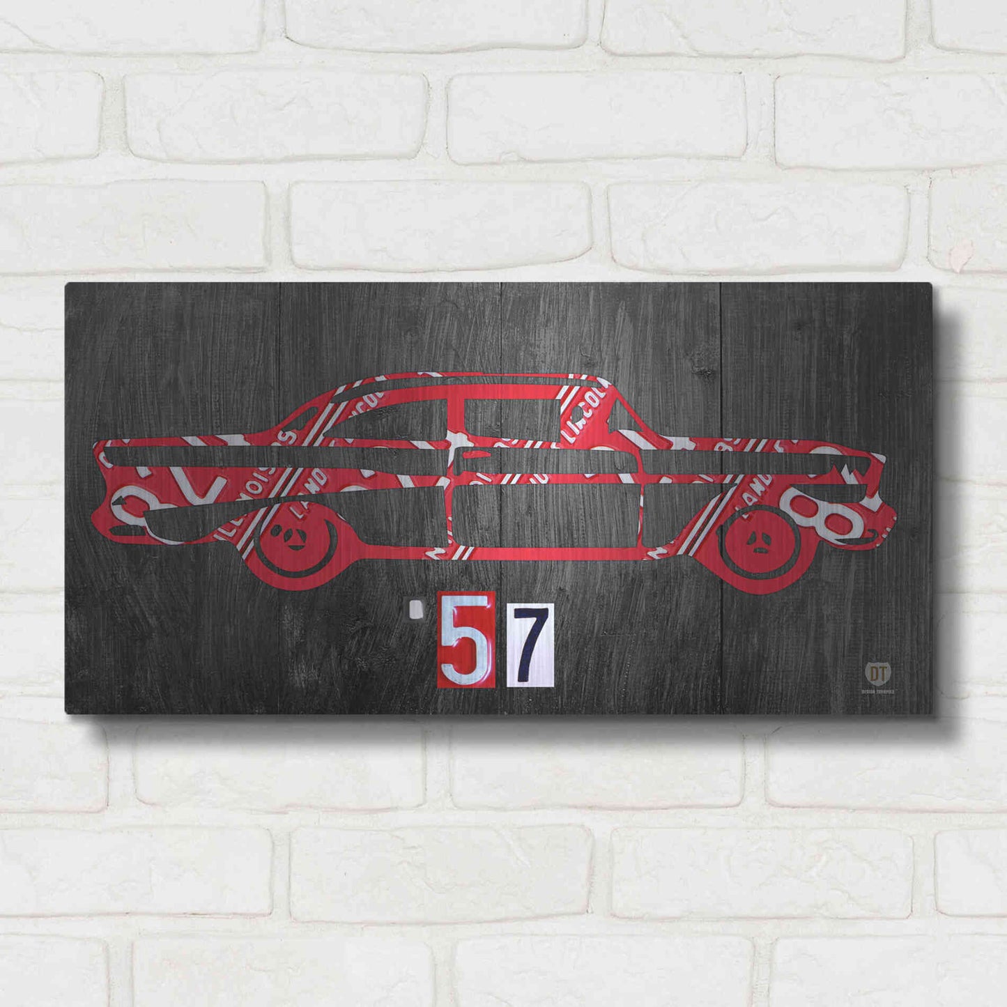 Luxe Metal Art '57 Chevy License Plate Art' by Design Turnpike, Metal Wall Art,24x12