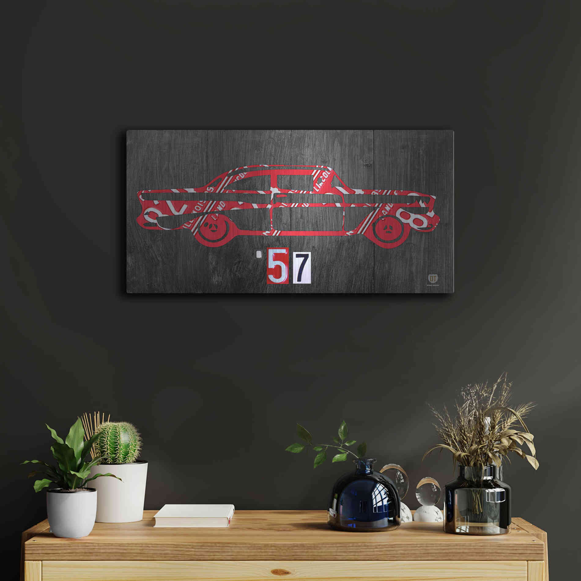 Luxe Metal Art '57 Chevy License Plate Art' by Design Turnpike, Metal Wall Art,24x12