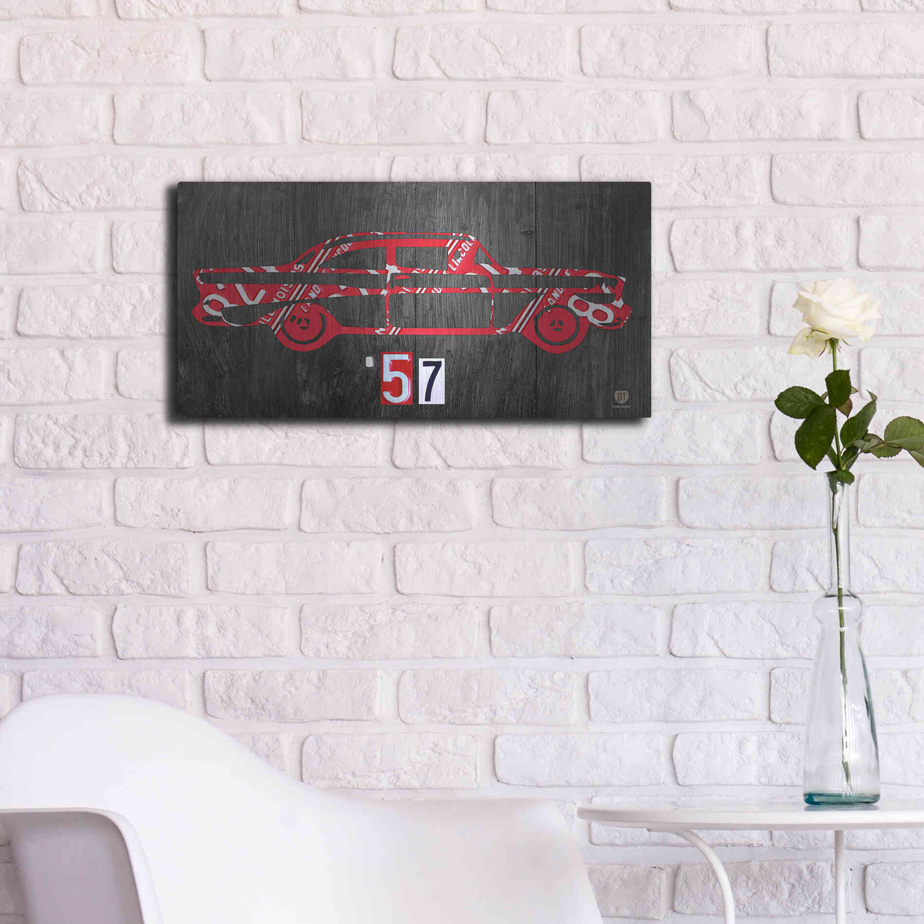 Luxe Metal Art '57 Chevy License Plate Art' by Design Turnpike, Metal Wall Art,24x12