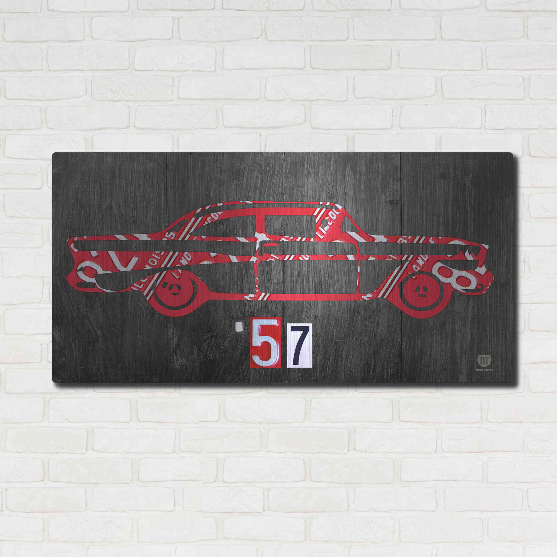 Luxe Metal Art '57 Chevy License Plate Art' by Design Turnpike, Metal Wall Art,48x24