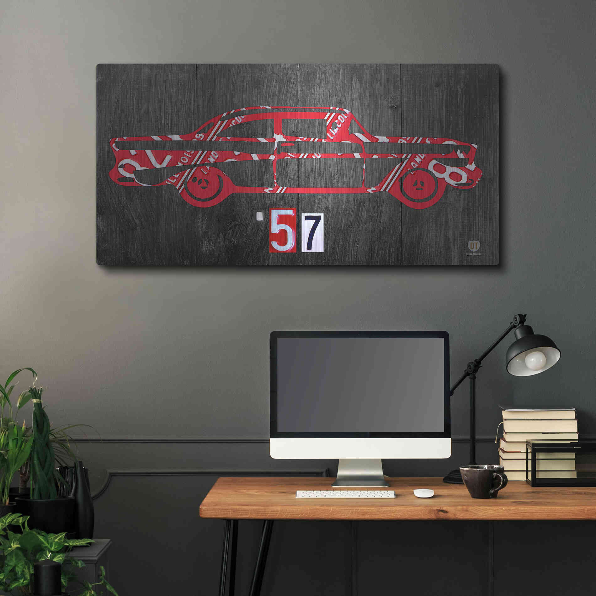 Luxe Metal Art '57 Chevy License Plate Art' by Design Turnpike, Metal Wall Art,48x24