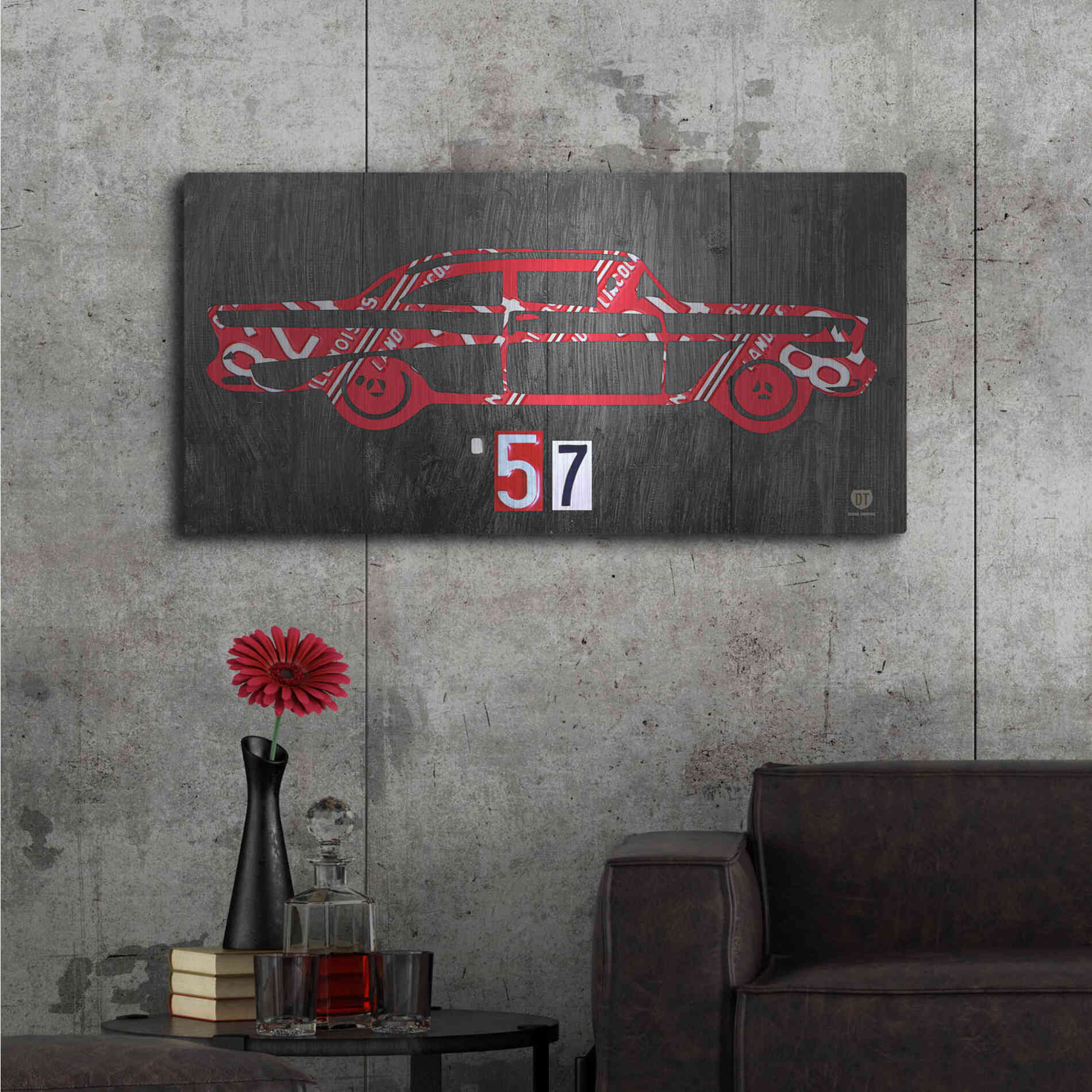 Luxe Metal Art '57 Chevy License Plate Art' by Design Turnpike, Metal Wall Art,48x24