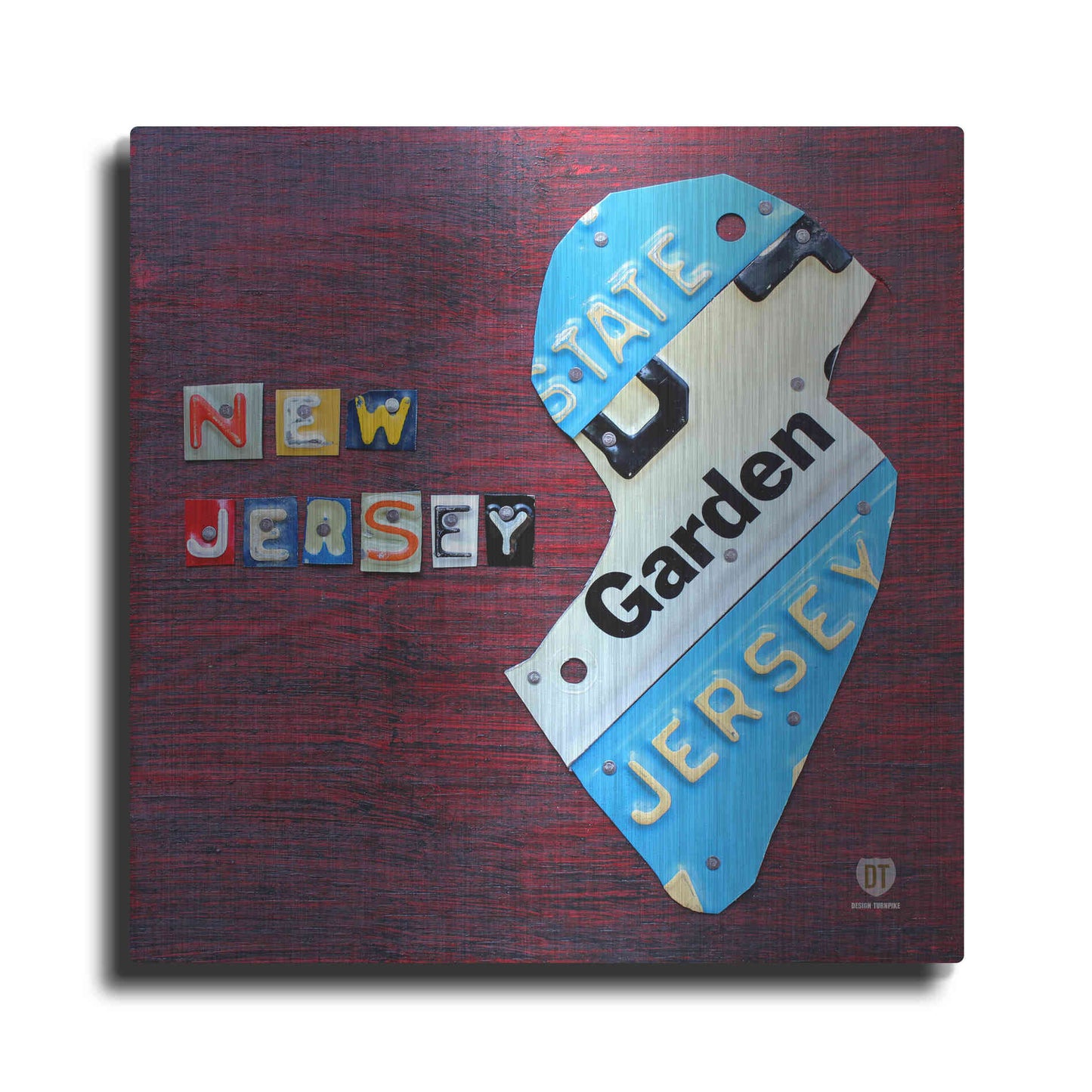 Luxe Metal Art 'New Jersey License Plate Map' by Design Turnpike, Metal Wall Art