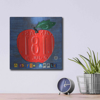 Luxe Metal Art 'Apple' by Design Turnpike, Metal Wall Art,12x12