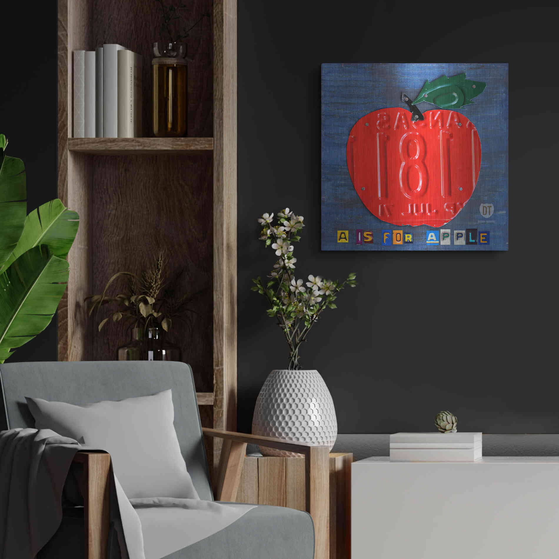 Luxe Metal Art 'Apple' by Design Turnpike, Metal Wall Art,24x24