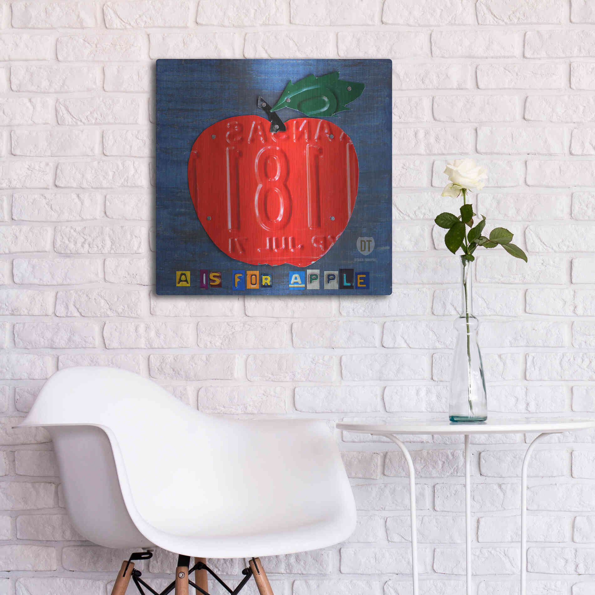 Luxe Metal Art 'Apple' by Design Turnpike, Metal Wall Art,24x24