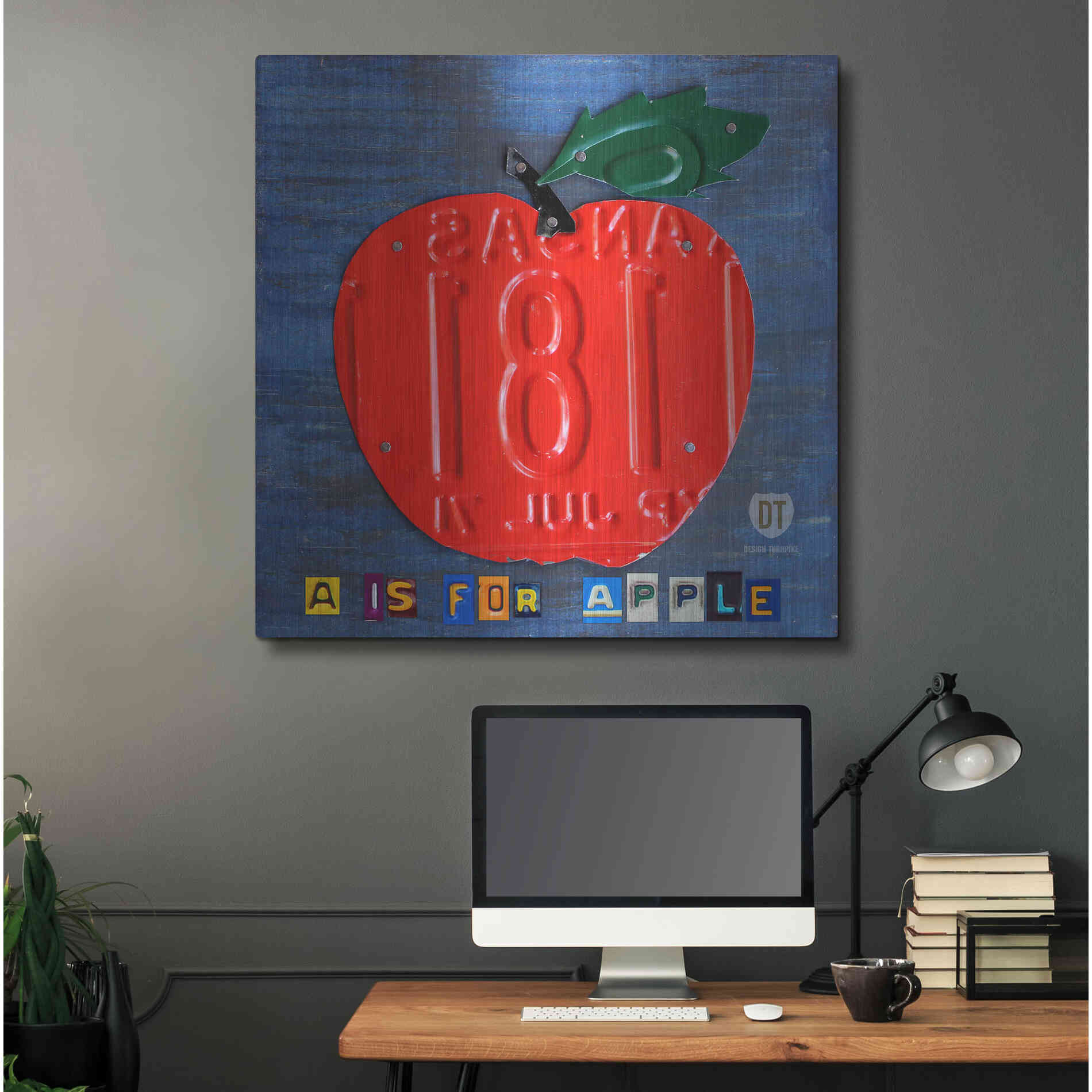 Luxe Metal Art 'Apple' by Design Turnpike, Metal Wall Art,36x36