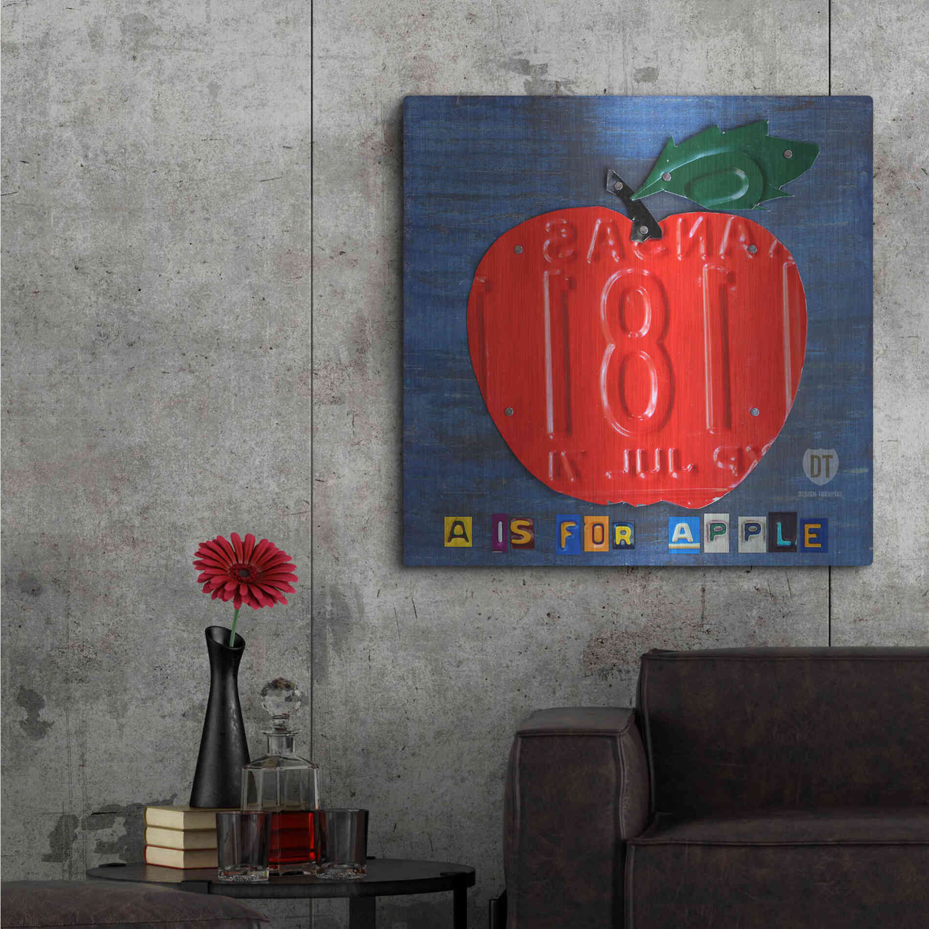 Luxe Metal Art 'Apple' by Design Turnpike, Metal Wall Art,36x36