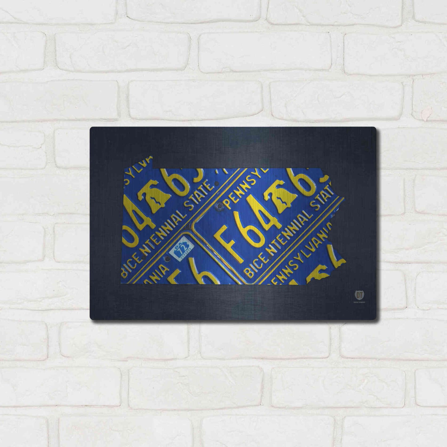 Luxe Metal Art 'Pennsylvania License Plate Map' by Design Turnpike, Metal Wall Art,16x12