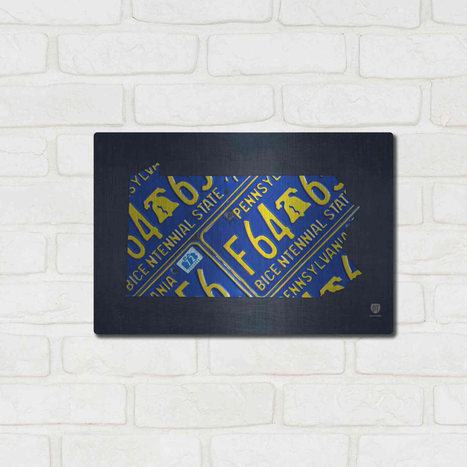 Luxe Metal Art 'Pennsylvania License Plate Map' by Design Turnpike, Metal Wall Art,16x12