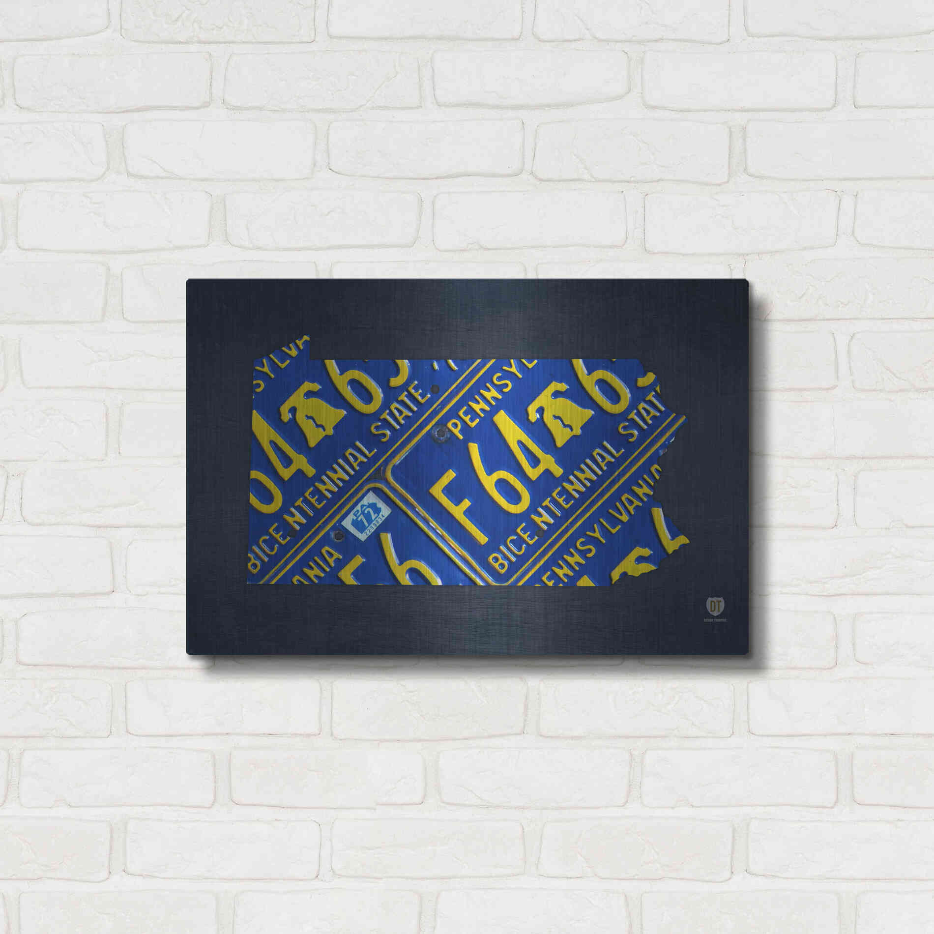 Luxe Metal Art 'Pennsylvania License Plate Map' by Design Turnpike, Metal Wall Art,24x16