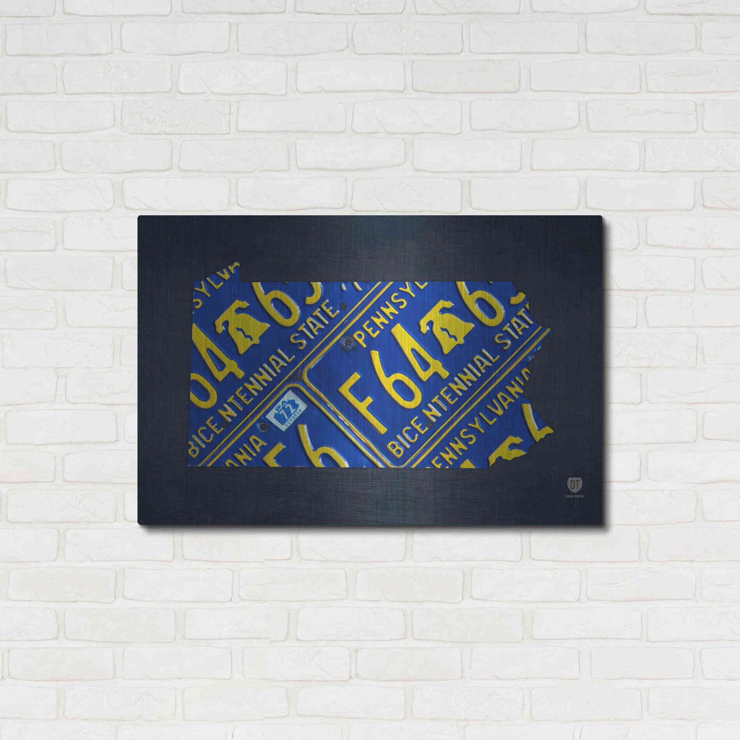 Luxe Metal Art 'Pennsylvania License Plate Map' by Design Turnpike, Metal Wall Art,36x24