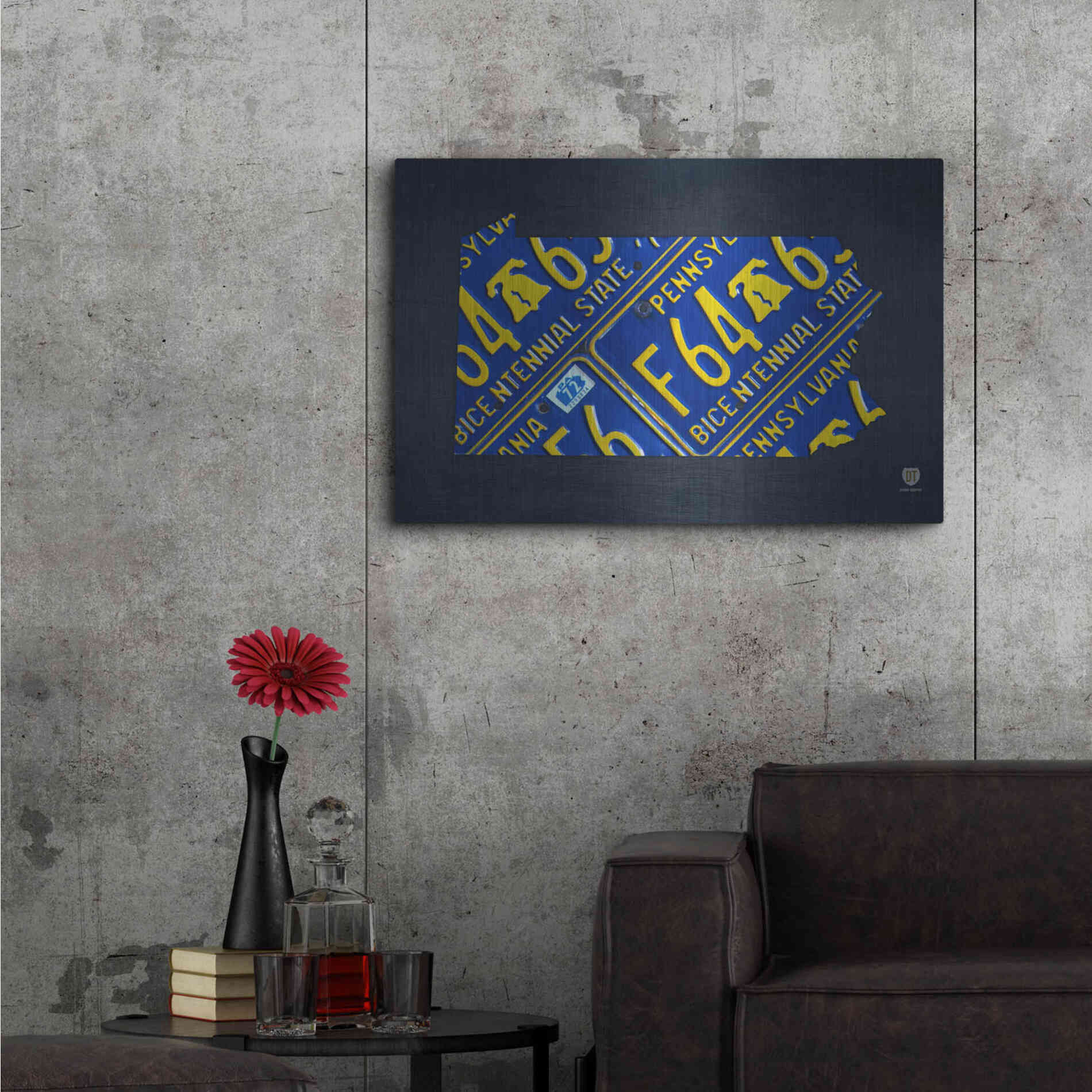 Luxe Metal Art 'Pennsylvania License Plate Map' by Design Turnpike, Metal Wall Art,36x24