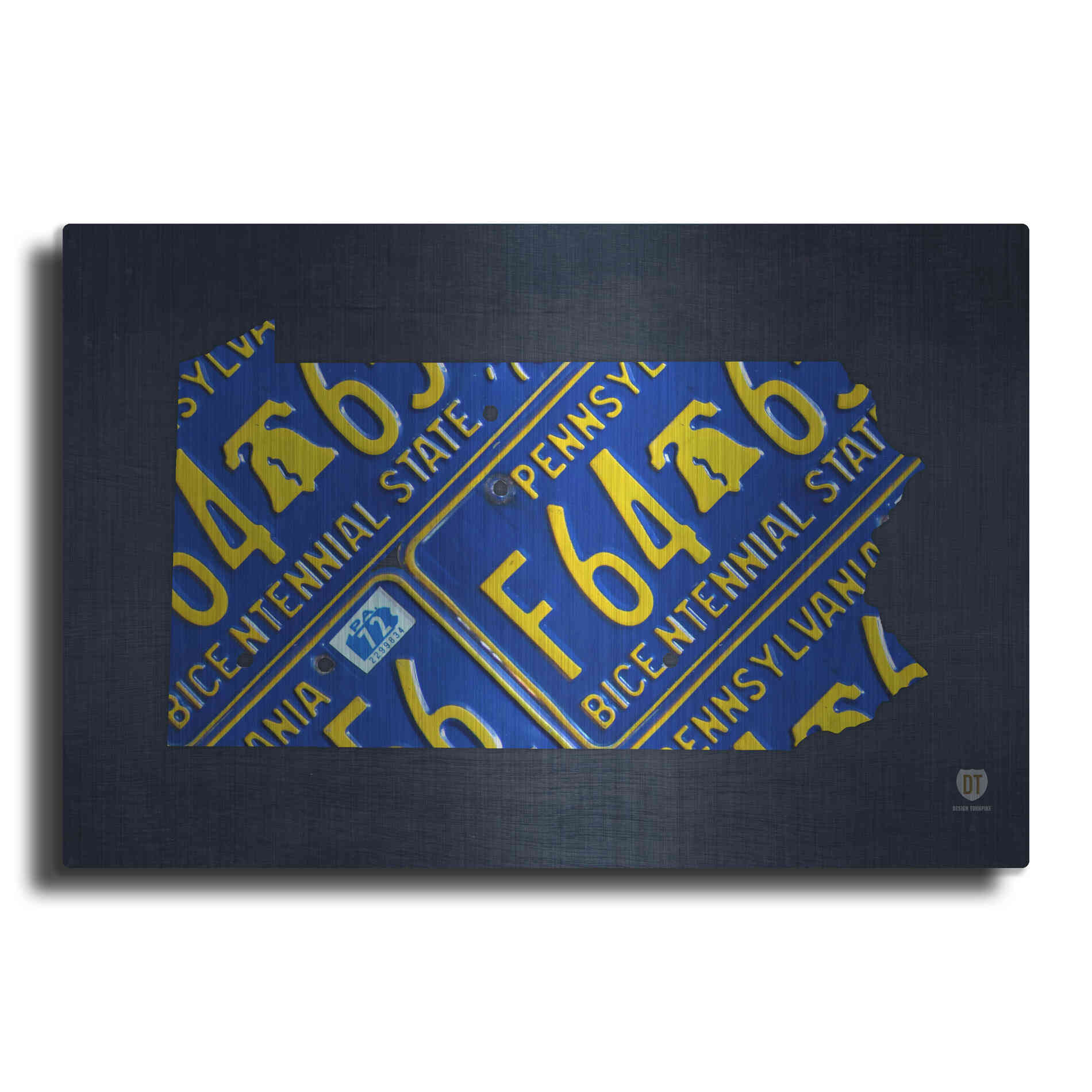 Luxe Metal Art 'Pennsylvania License Plate Map' by Design Turnpike, Metal Wall Art