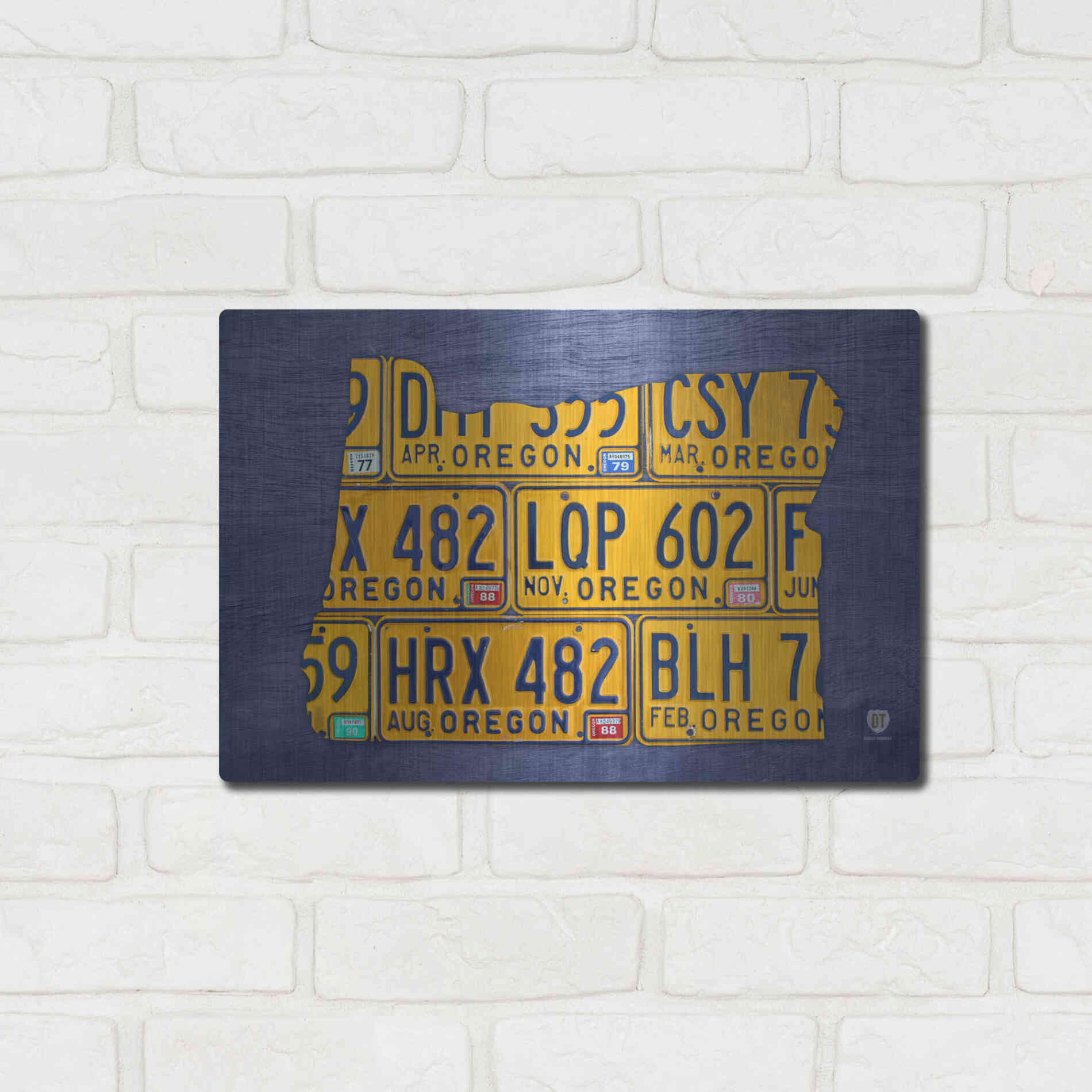 Luxe Metal Art 'Oregon License Plate Map' by Design Turnpike, Metal Wall Art,16x12