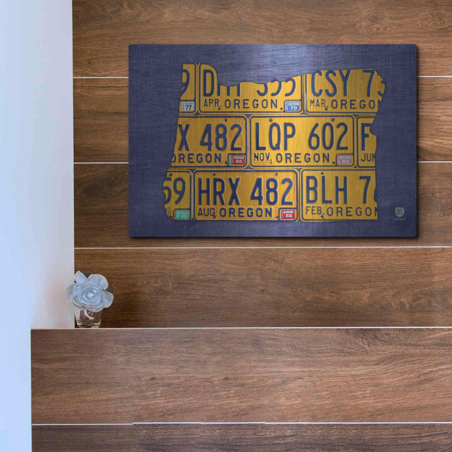 Luxe Metal Art 'Oregon License Plate Map' by Design Turnpike, Metal Wall Art,16x12