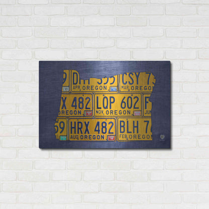 Luxe Metal Art 'Oregon License Plate Map' by Design Turnpike, Metal Wall Art,36x24