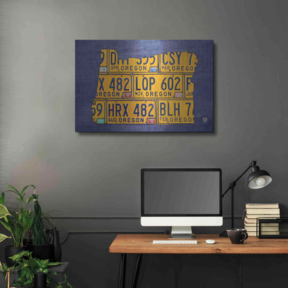Luxe Metal Art 'Oregon License Plate Map' by Design Turnpike, Metal Wall Art,36x24