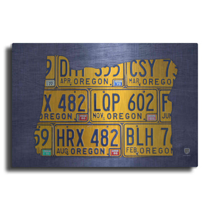 Luxe Metal Art 'Oregon License Plate Map' by Design Turnpike, Metal Wall Art