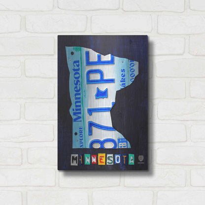 Luxe Metal Art 'Minnesota License Plate Map' by Design Turnpike, Metal Wall Art,12x16