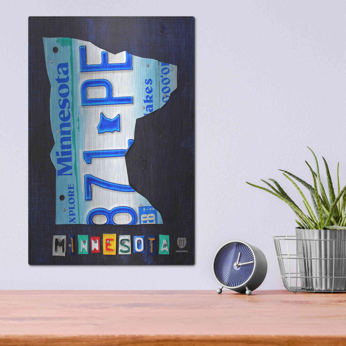 Luxe Metal Art 'Minnesota License Plate Map' by Design Turnpike, Metal Wall Art,12x16