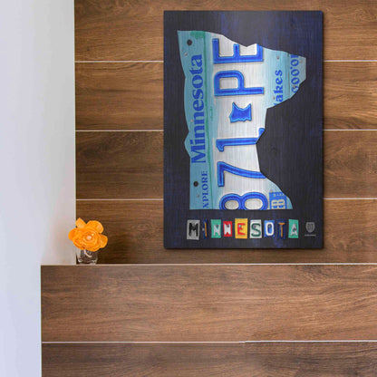 Luxe Metal Art 'Minnesota License Plate Map' by Design Turnpike, Metal Wall Art,12x16