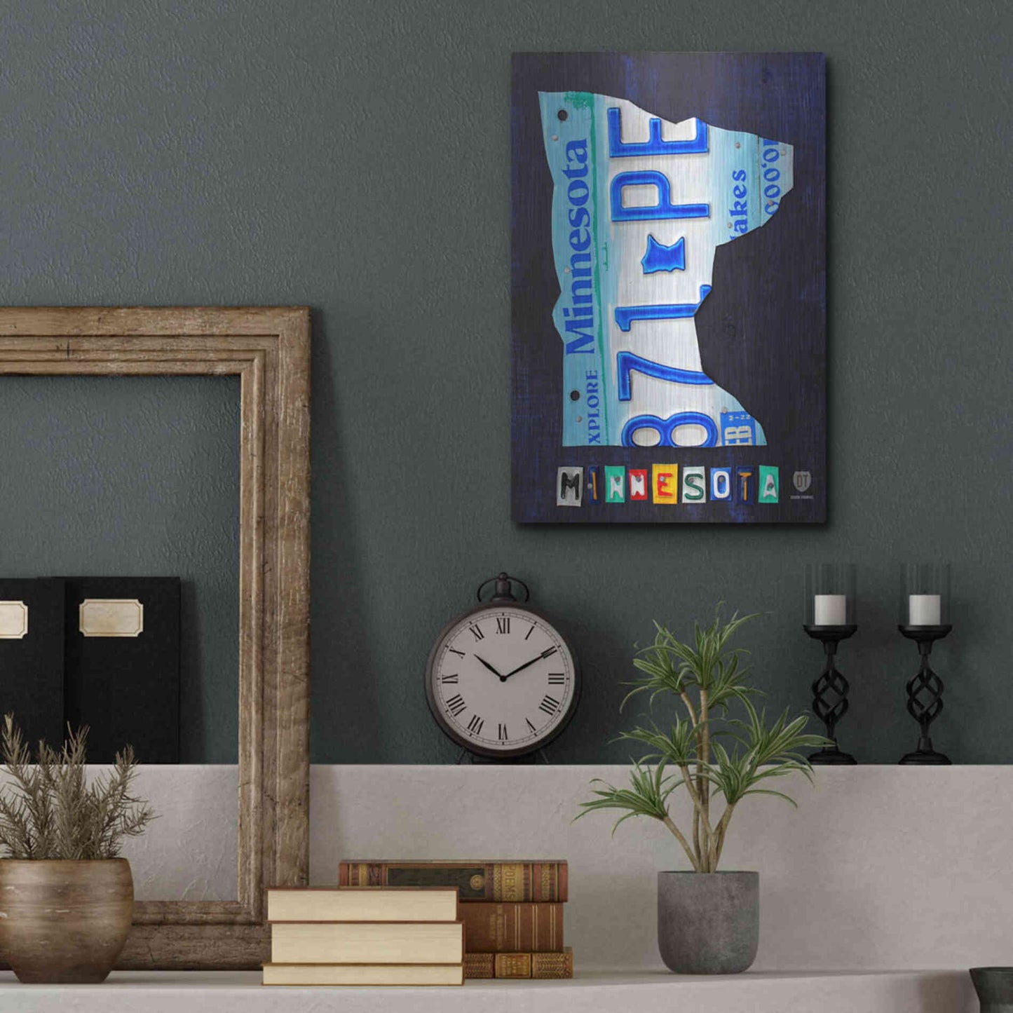 Luxe Metal Art 'Minnesota License Plate Map' by Design Turnpike, Metal Wall Art,12x16