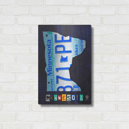 Luxe Metal Art 'Minnesota License Plate Map' by Design Turnpike, Metal Wall Art,16x24