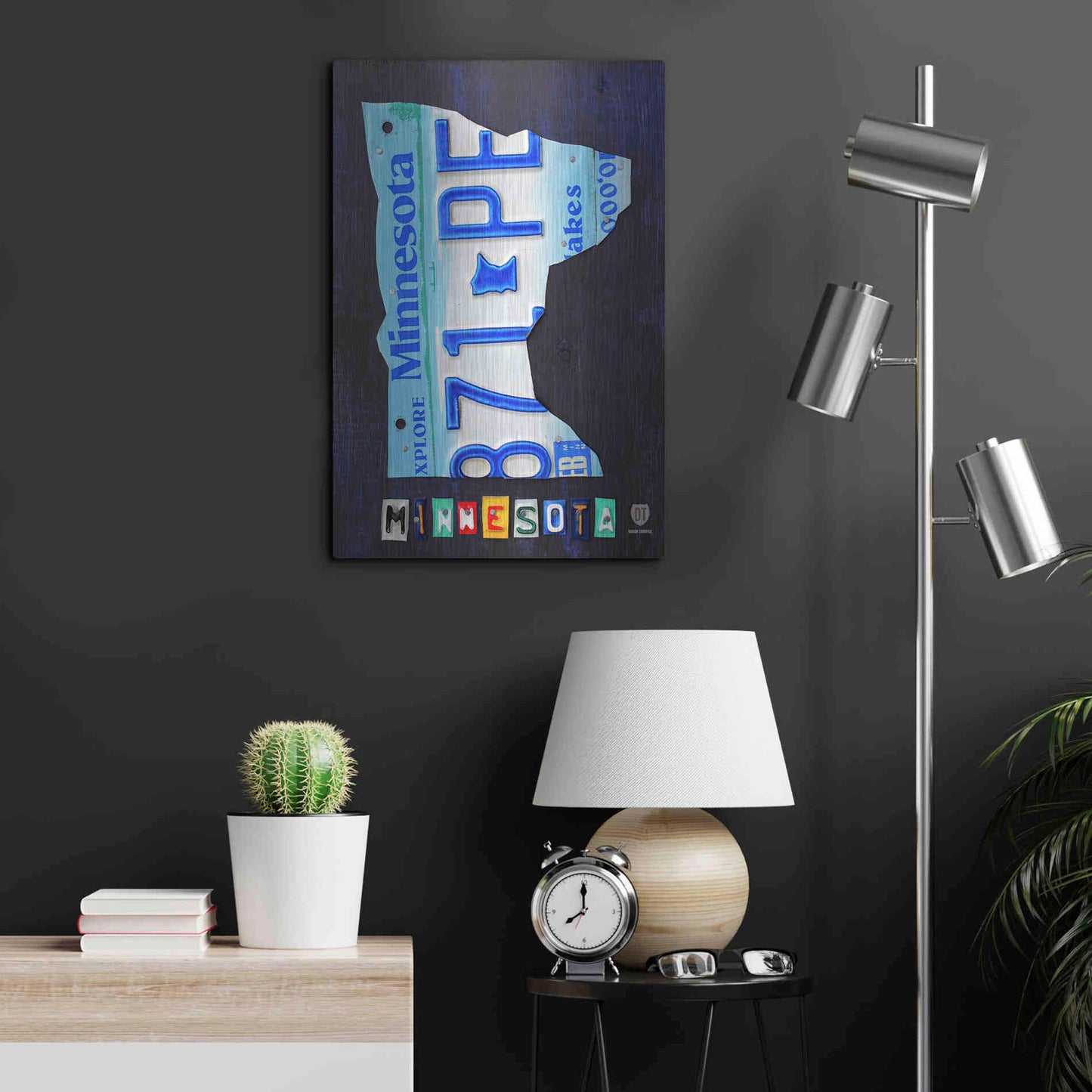 Luxe Metal Art 'Minnesota License Plate Map' by Design Turnpike, Metal Wall Art,16x24