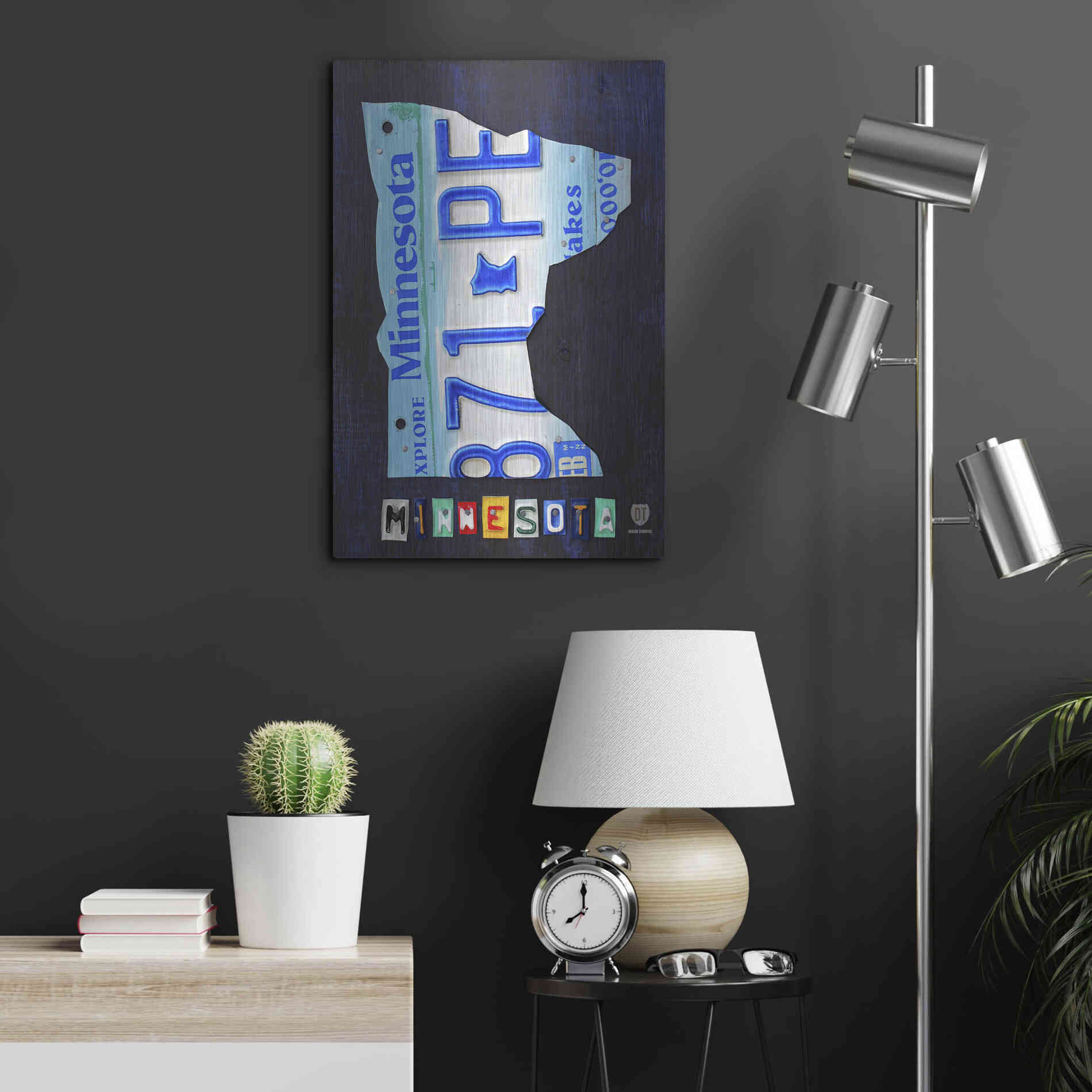 Luxe Metal Art 'Minnesota License Plate Map' by Design Turnpike, Metal Wall Art,16x24