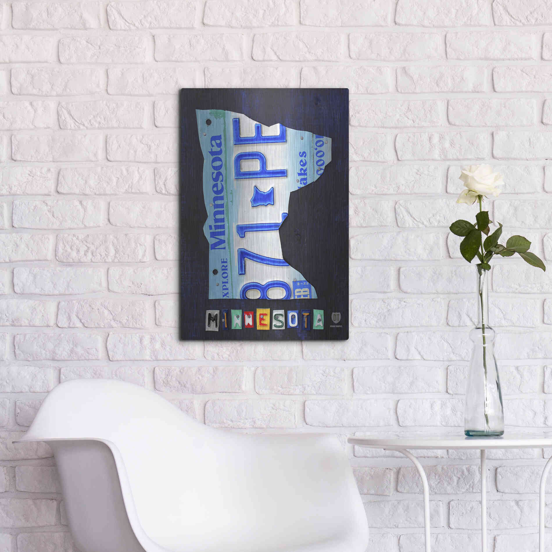 Luxe Metal Art 'Minnesota License Plate Map' by Design Turnpike, Metal Wall Art,16x24