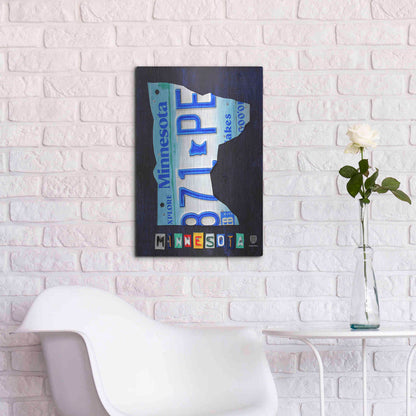 Luxe Metal Art 'Minnesota License Plate Map' by Design Turnpike, Metal Wall Art,16x24