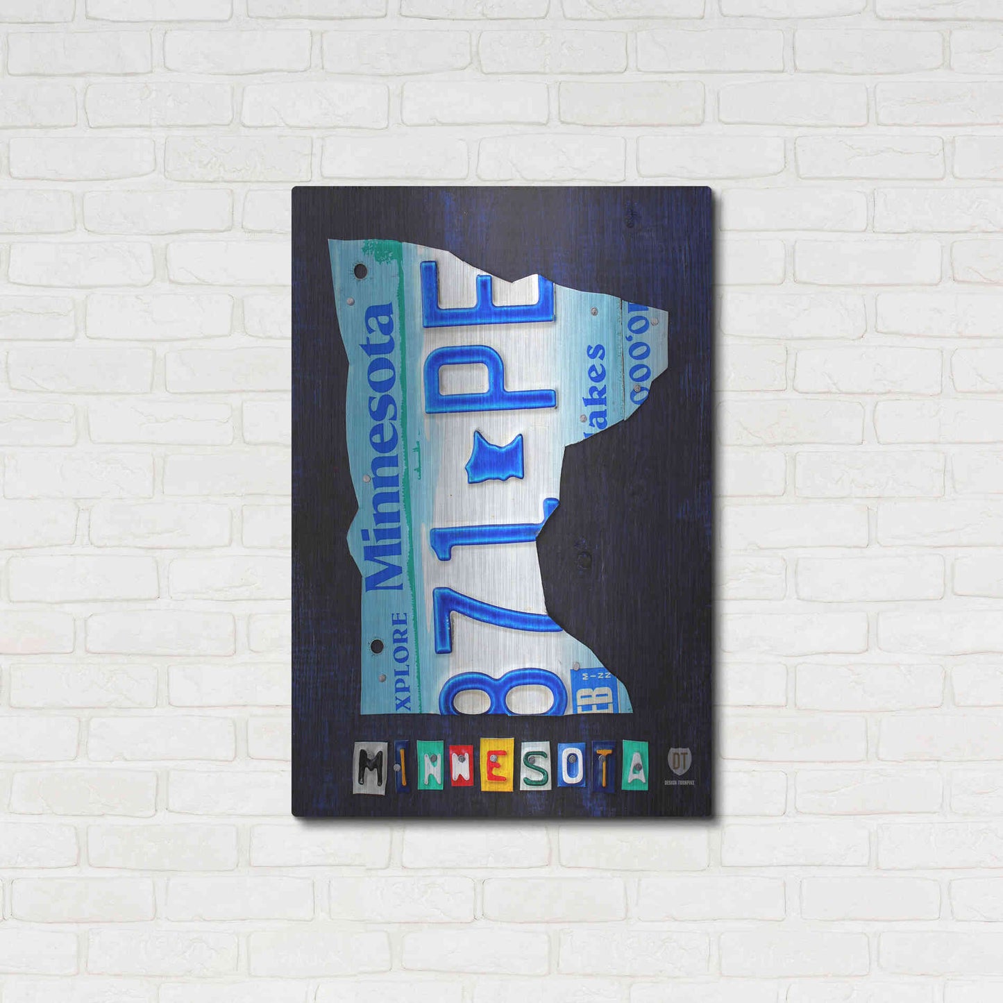 Luxe Metal Art 'Minnesota License Plate Map' by Design Turnpike, Metal Wall Art,24x36