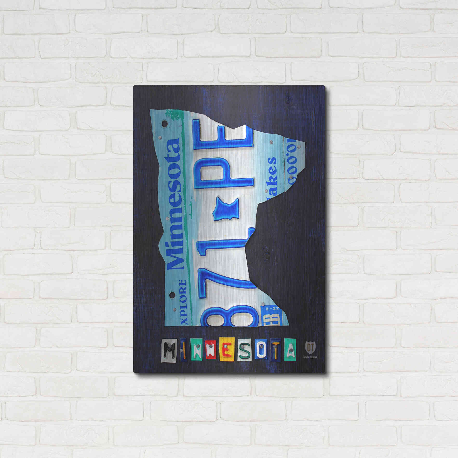 Luxe Metal Art 'Minnesota License Plate Map' by Design Turnpike, Metal Wall Art,24x36