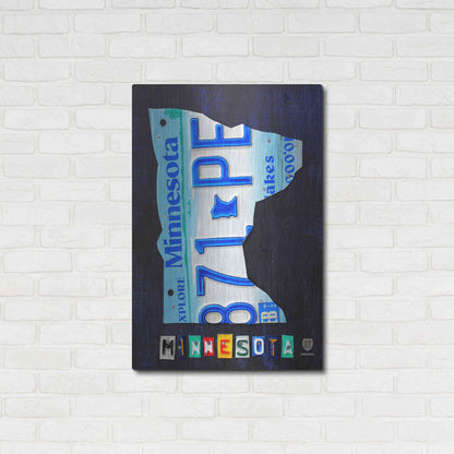 Luxe Metal Art 'Minnesota License Plate Map' by Design Turnpike, Metal Wall Art,24x36