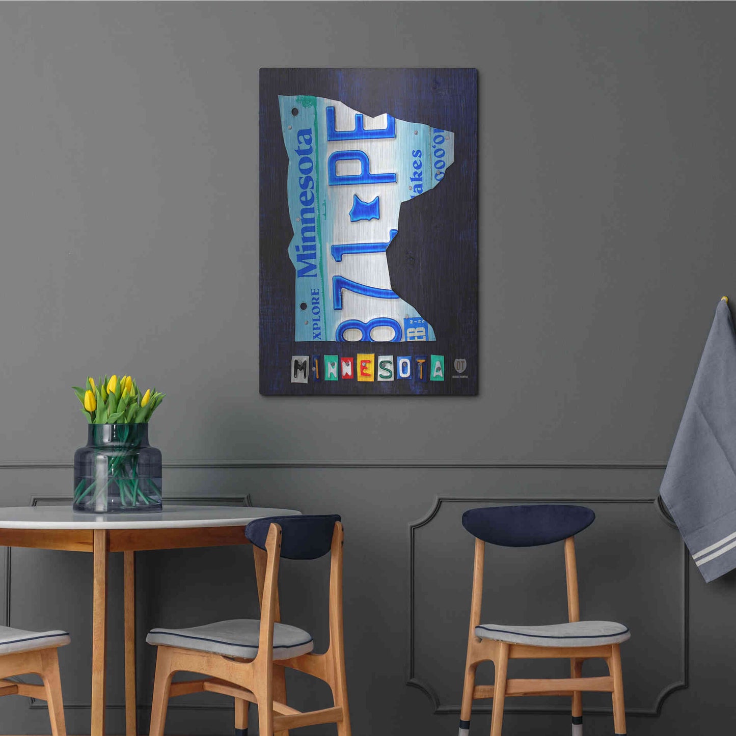 Luxe Metal Art 'Minnesota License Plate Map' by Design Turnpike, Metal Wall Art,24x36