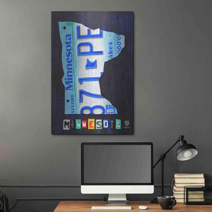 Luxe Metal Art 'Minnesota License Plate Map' by Design Turnpike, Metal Wall Art,24x36