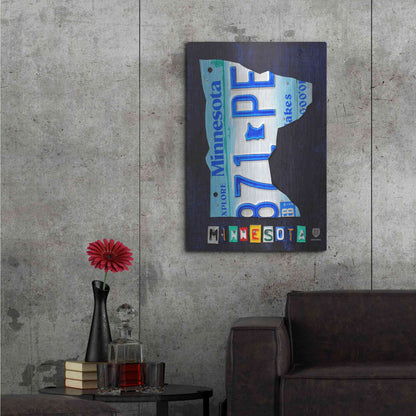 Luxe Metal Art 'Minnesota License Plate Map' by Design Turnpike, Metal Wall Art,24x36