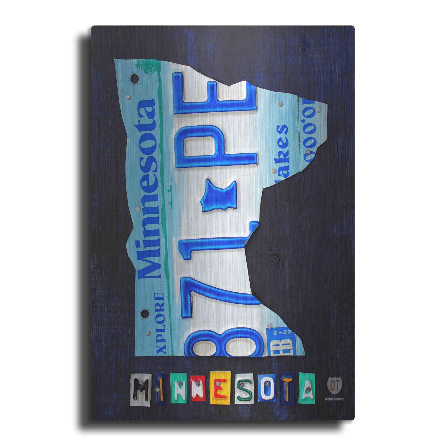 Luxe Metal Art 'Minnesota License Plate Map' by Design Turnpike, Metal Wall Art